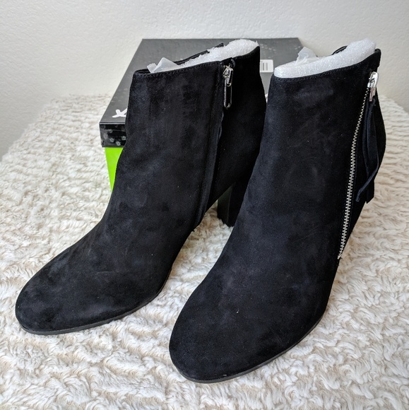 Sam Edelman Sadee Fringe Black Suede Bootie - Picture 4 of 8